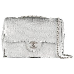 Chanel Silver Sequin Flap Bag at 1stDibs  chanel silver sequin bag, silver  sequin chanel bag, chanel white sequin bag