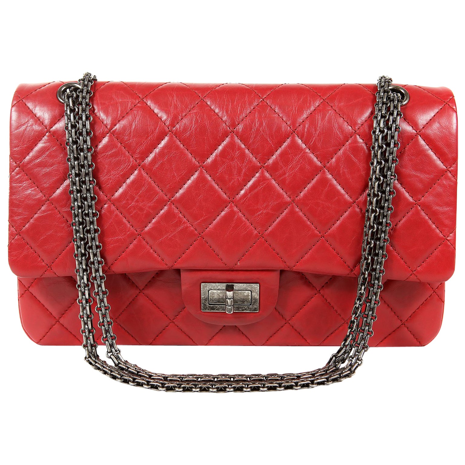 Chanel Red Quilted Patent Leather Large Just Mademoiselle Bowler Bag ...