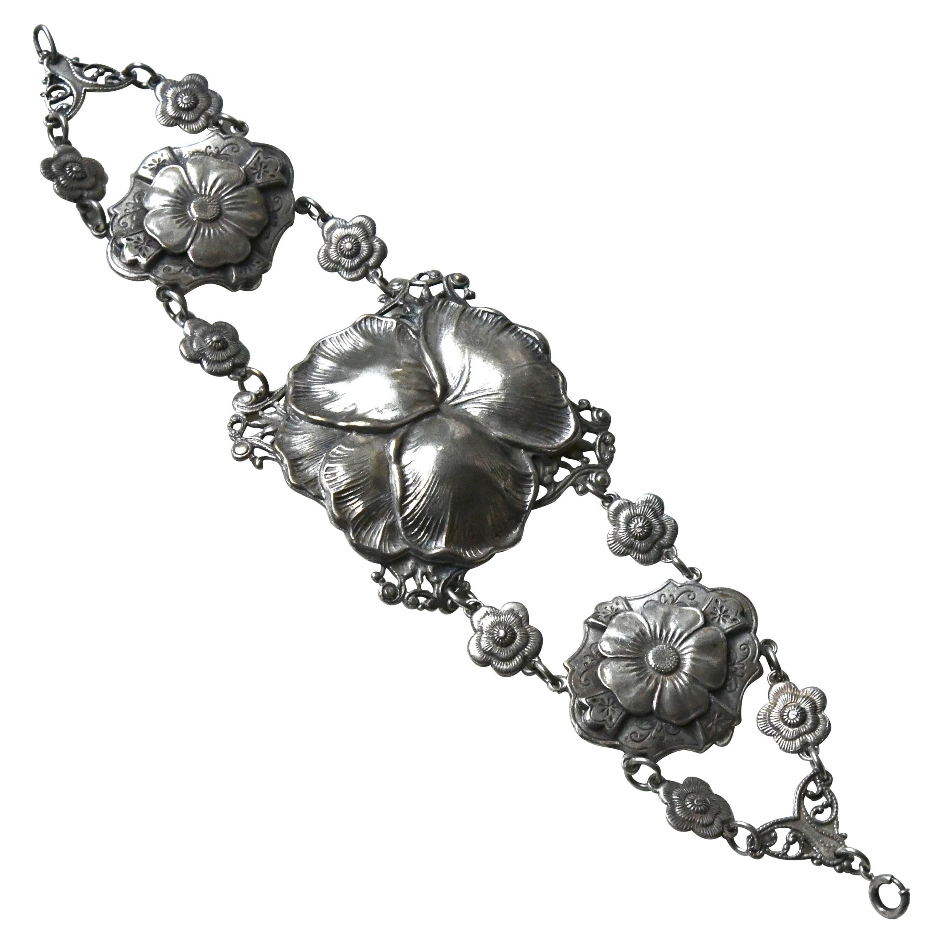 Art Nouveau Poppy Bracelet For Sale