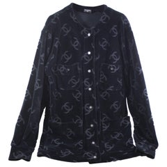 Retro Iconic Chanel 1996 Velvet Jacket and Trouser in Black Velvet. Size 40 & 42