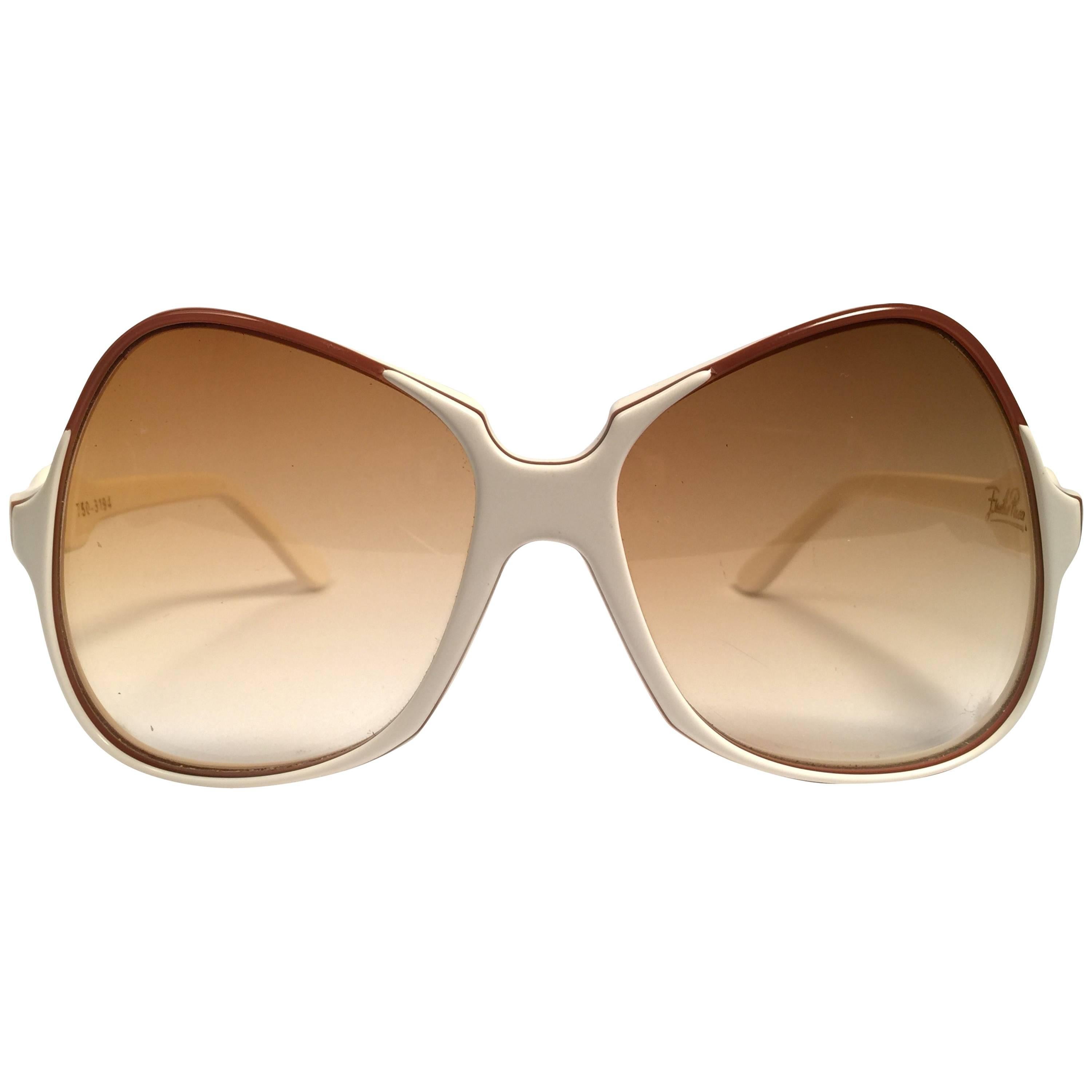 New Vintage Emilio Pucci Beige & Mocca Oversized  Sunglasses France