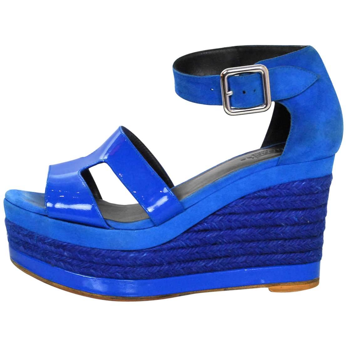 Hermes Blue Ilana Espadrille Sandals Sz 35