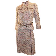 Vintage Chanel Haute Couture 4 piece suit with belt from Chanel Paris boutique, 1972