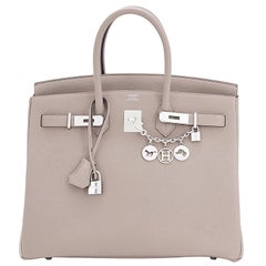 Hermes Gris Asphalte Taubengrau Togo Palladium Asphalt Birkin 35 Tasche