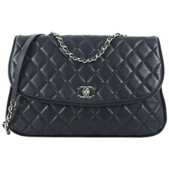Chanel CC Flap Compartment Shoulder Bag Quilted Lambskin Medium