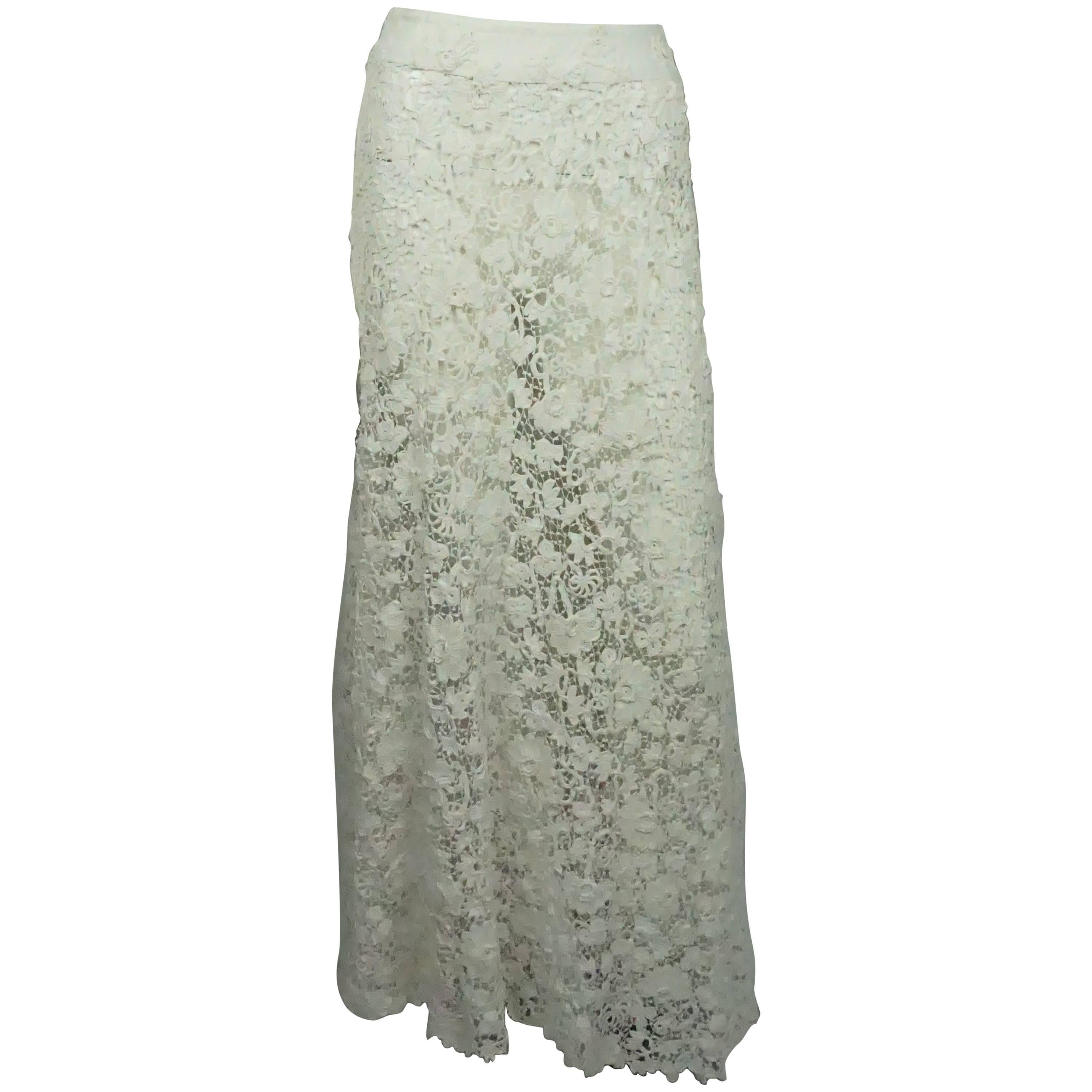 Ralph Lauren Vintage Ivory Irish Crochet 1900's Lace Skirt - NWT