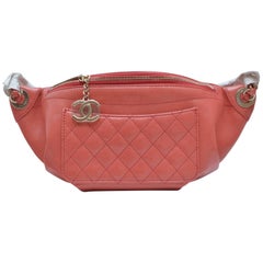  Chanel Pink Fanny Pack Pink  Lambskin Waist Belt Bag Sold Out  NEW