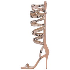 Giuseppe Zanotti Nude Leather Snake Evening Sandals Heels 