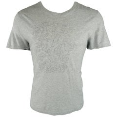 Men's DIOR HOMME Size L Heather Grey Rose Sketch Cotton T-shirt