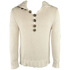 Salvatore Ferragamo Beige Knitted Silk / Cashmere Half Button Sweater