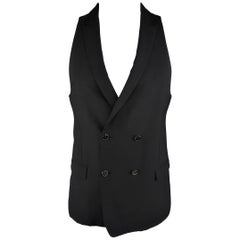 Givenchy Black Wool Double Breasted Peak Lapel Vest, Spring 2009 