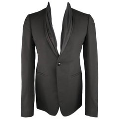 Rick Owens Men's 38 Black Wool Draped Shawl Collar Single Button Sport Coat NWT