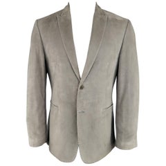 John Varvatos Men's 38 Short Gray Suede Peak Lapel 2 Button Sport Coat