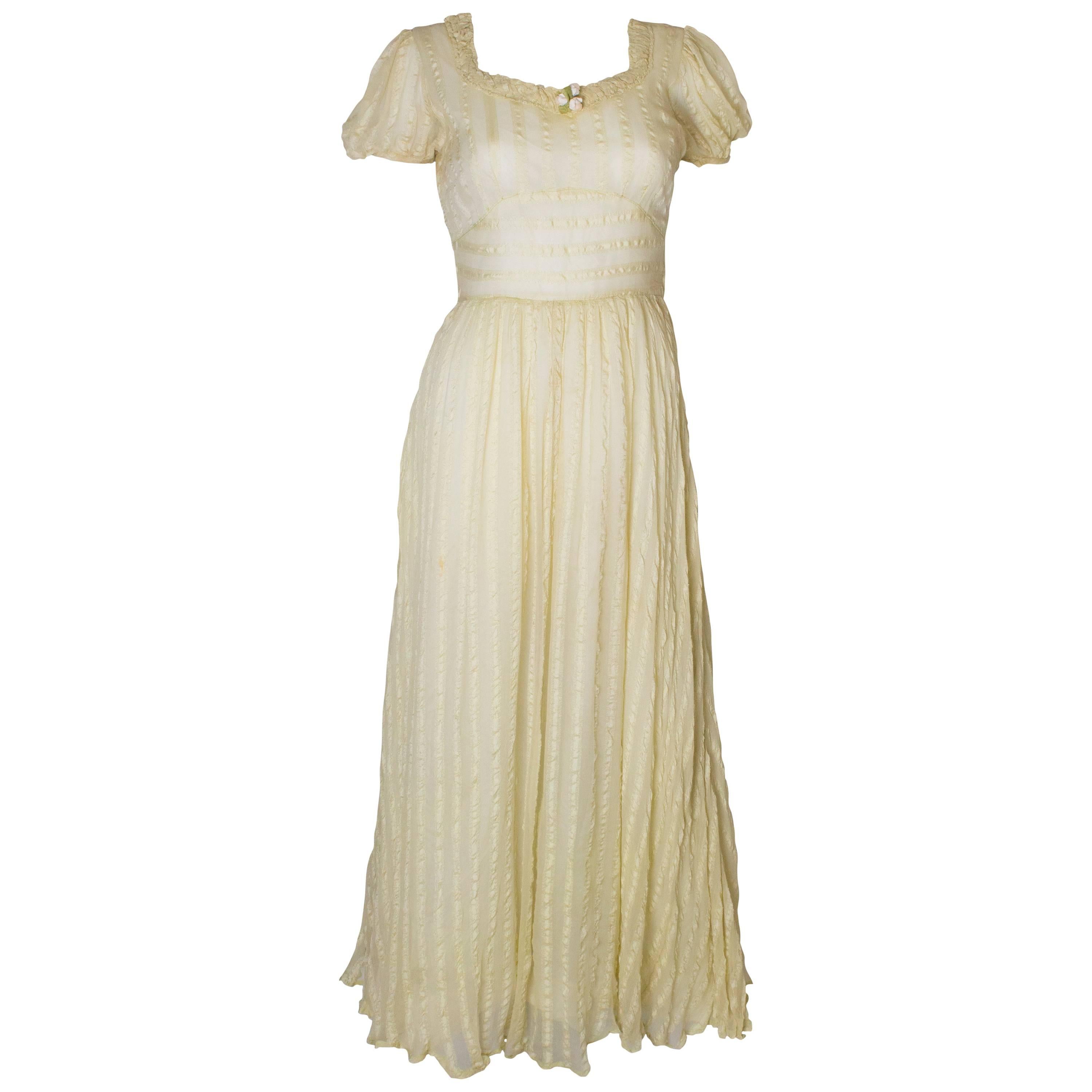 Yellow Silk Vintage Gown