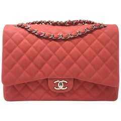 Chanel Paris Coral Caviar Matte Leather Maxi Jumbo Timeless Bag, 2015