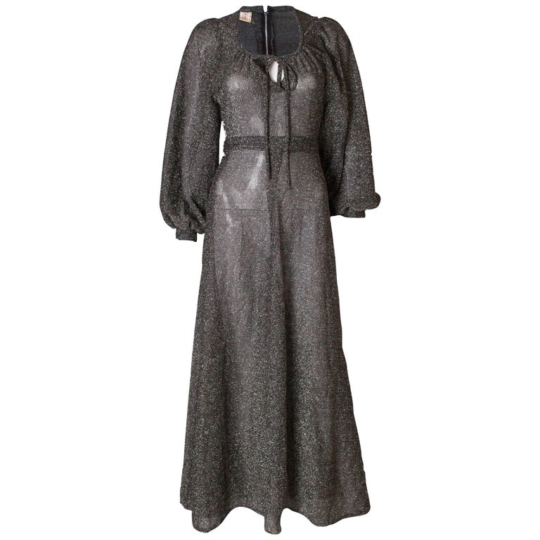 Vintage Richard Shop Long Lurex Gown For Sale at 1stDibs