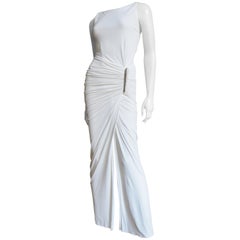Donna Karan Silk Jersey Ruched Gown With Hardware