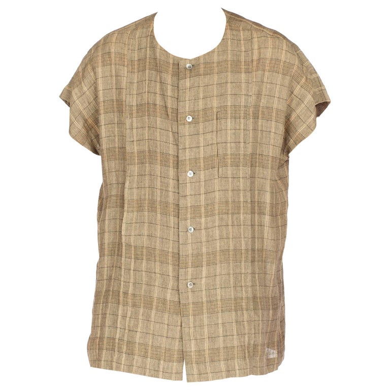 1980s Men's Issey Miyake Linen Shirt For Sale at 1stdibs