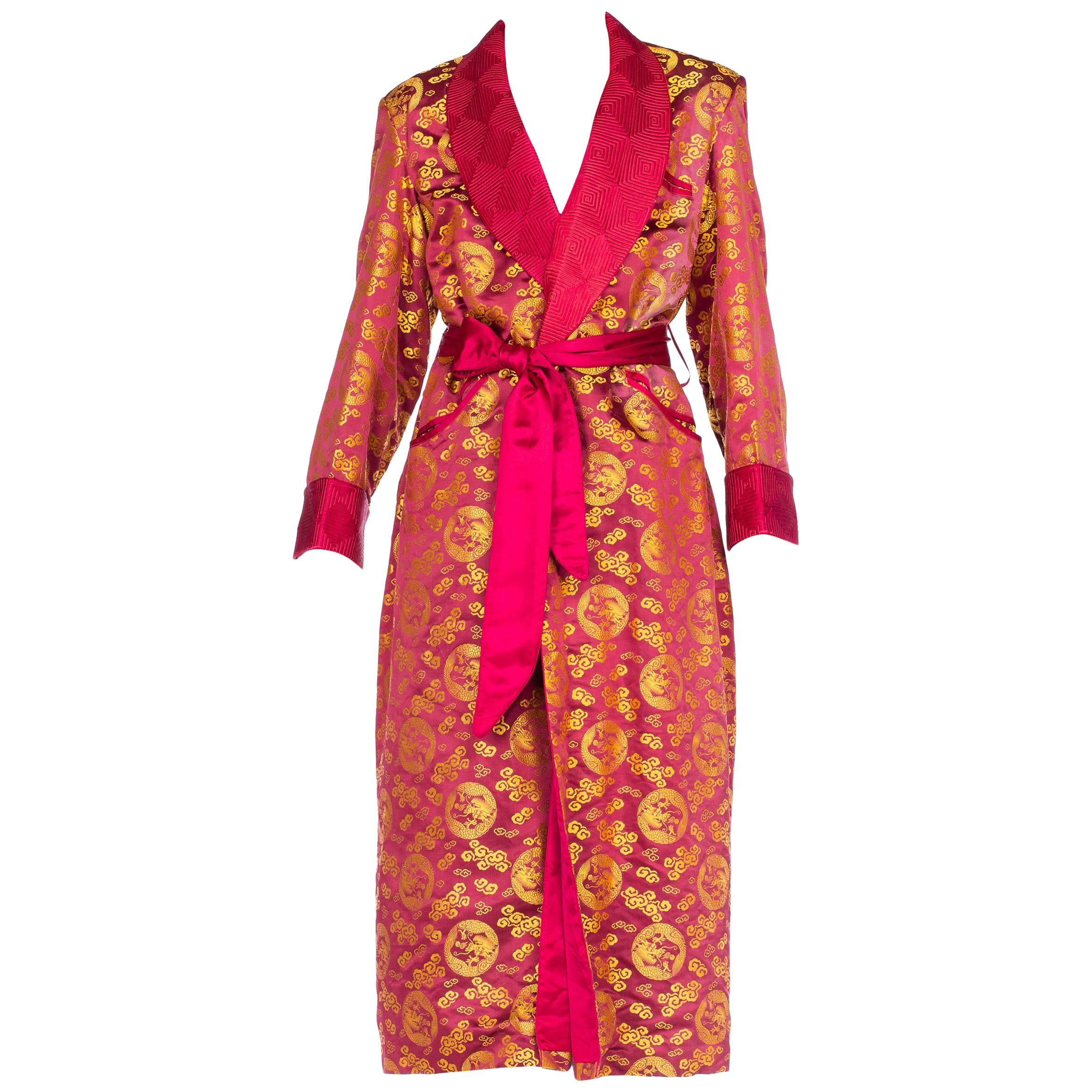 Antique mens Chinese Silk Robe, 1940s 