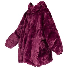 Giant Eggplant Purple Oversized Full Length Faux Fur Coat