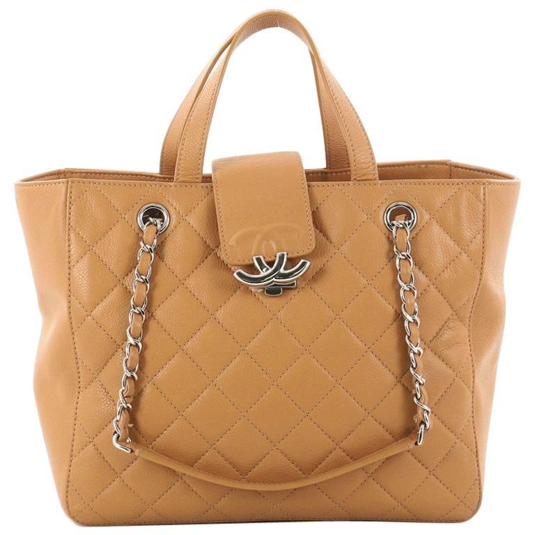 Chanel CC Box Shopping Tote Quilted Caviar Small at 1stDibs