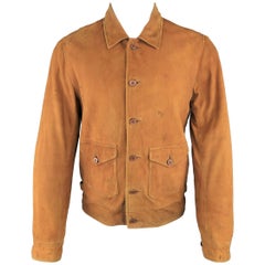 Men's RRL by RALPH LAUREN M Tan Dirty Distressed Suede Worker Style Jacket