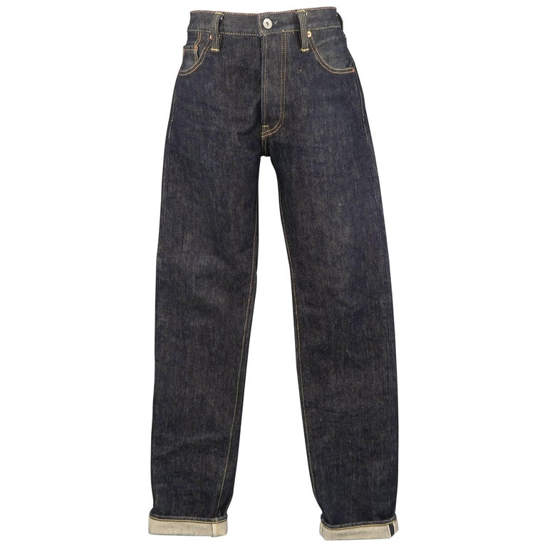 Men's IRON HEART X SELF EDGE Size 33 Deep Indigo Contrast Stitch