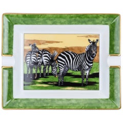 Hermes Green Zebra Porcelain Ashtray