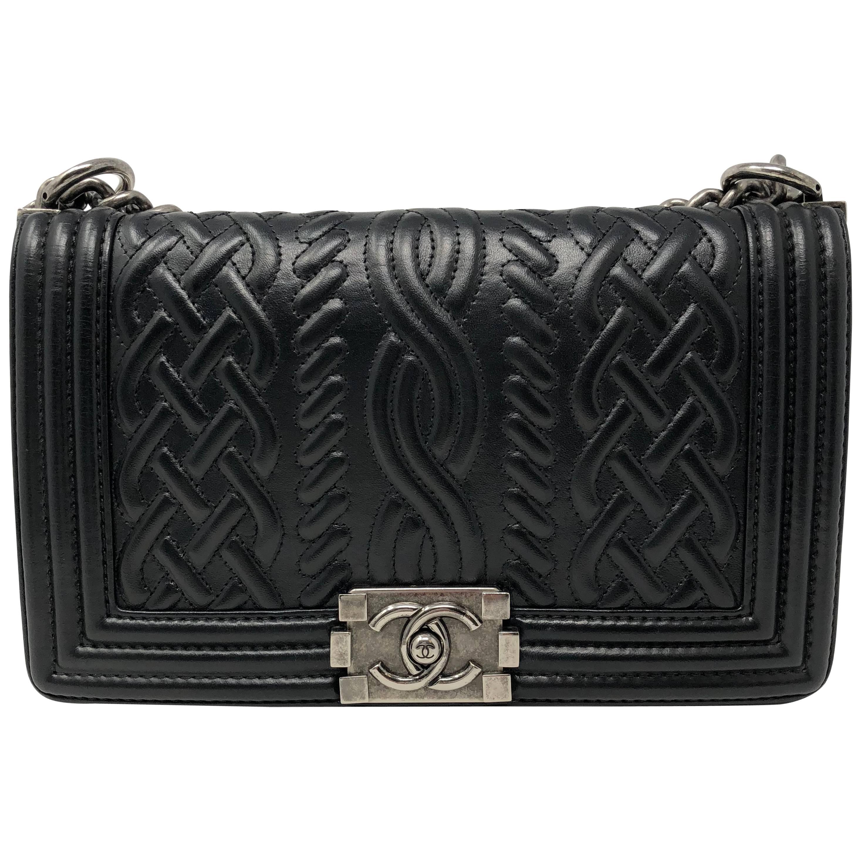 Chanel Black Leather "Boy" Bag at 1stDibs