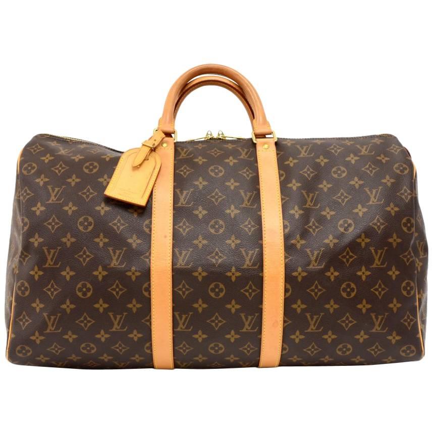 Louis Vuitton Keepall 50 Monogram Canvas Duffle Travel Bag 