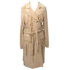 Roberto Cavalli Beige Fringes Trenchcoat