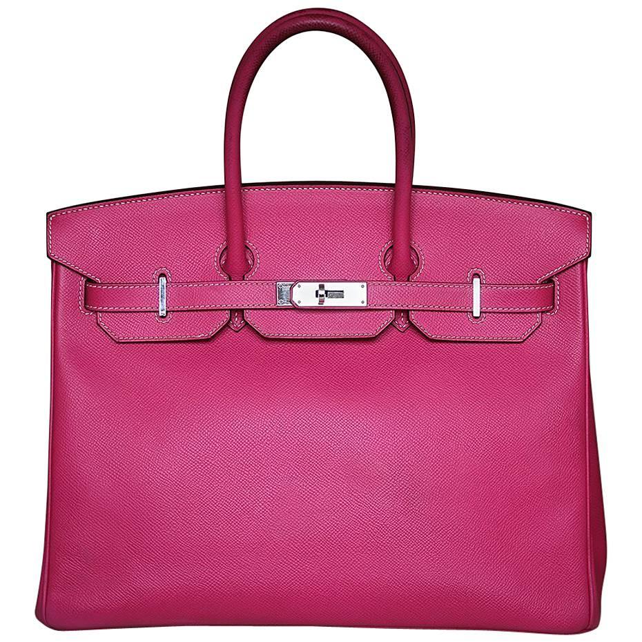 Hermès 35CM Candy Veau Epsom Rose Tyrien with Palladium H/W Birkin Bag