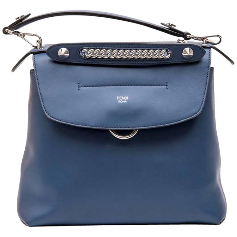 FENDI 'Back to School' Backpack in Soft Blue Leather