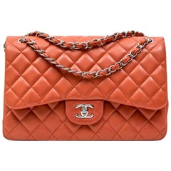 CHANEL Jumbo Double Flap Bag in Coral Quilted Smooth Lamb Leather