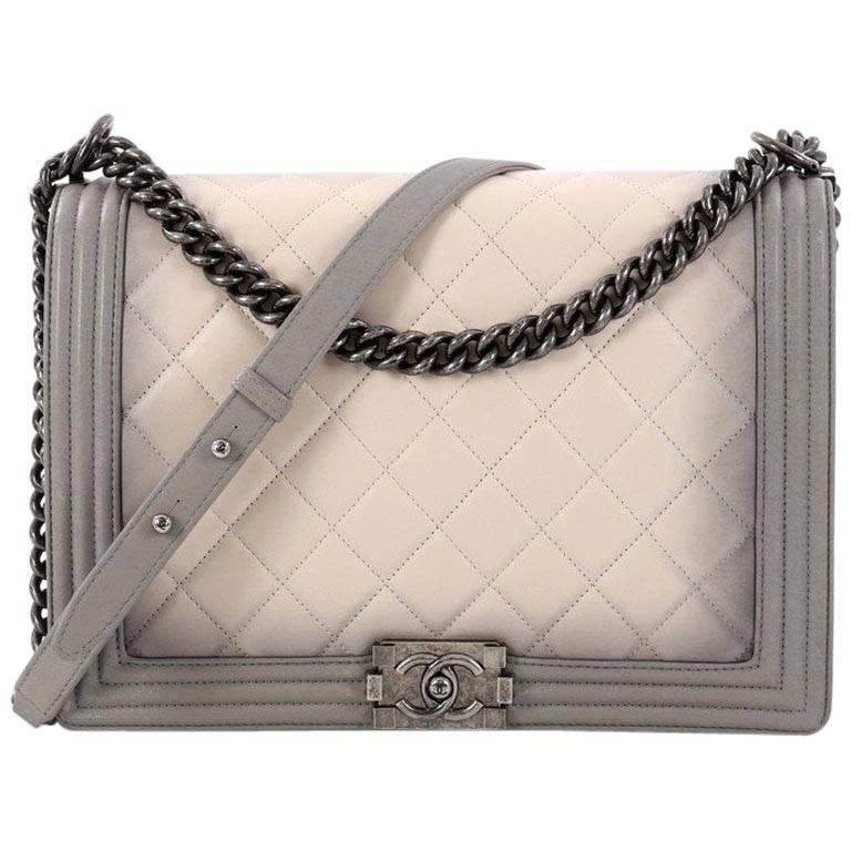 Chanel Boy Flap Bag Quilted Ombre Calfskin Large at 1stDibs