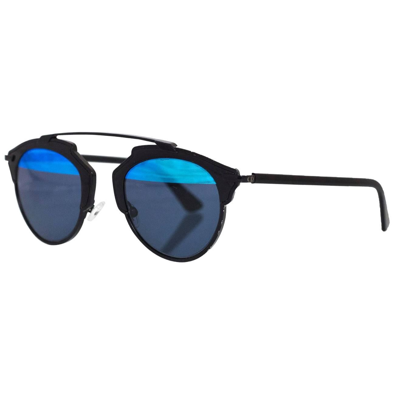 Christian Dior Black & Blue So Real Sunglasses with Case