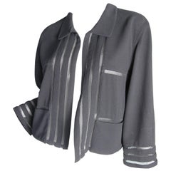 Vintage Chanel Black Jacket with Open Work Down Back and Sleeves