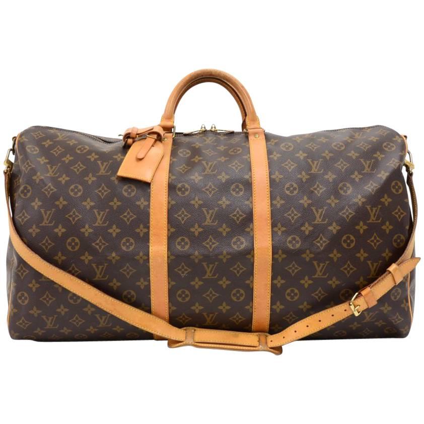 Louis Vuitton Vintage Keepall 60 Bandouliere Monogram Duffel Travel Bag + Strap