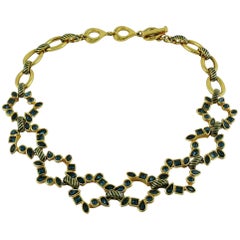 Yves Saint Laurent YSL Used Blue Crystals Necklace