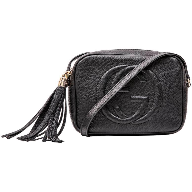 GUCCI Soho Disco Bag in Black Grained Calf Leather