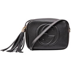 GUCCI Soho Disco Bag aus schwarzem genarbtem Kalbsleder