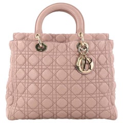 Christian Dior Lady Dior Handbag Cannage Quilt Grained Calfskin Large