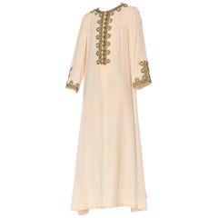 1960s Martha Gold Embroidered Velvet Kaftan