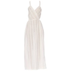 Vintage Morphew Backless White Eyelet Lace Summer Maxi Dress