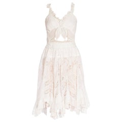 Frilly Victorian White Cotton Lace Dress