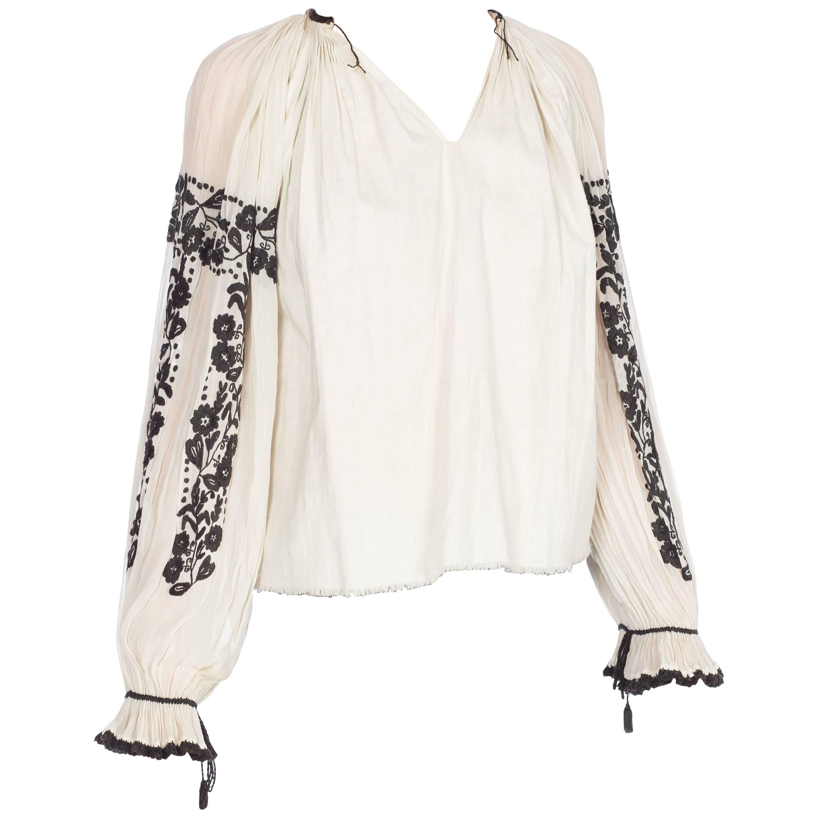 Hand Embroidered Vintage Romanian Blouse