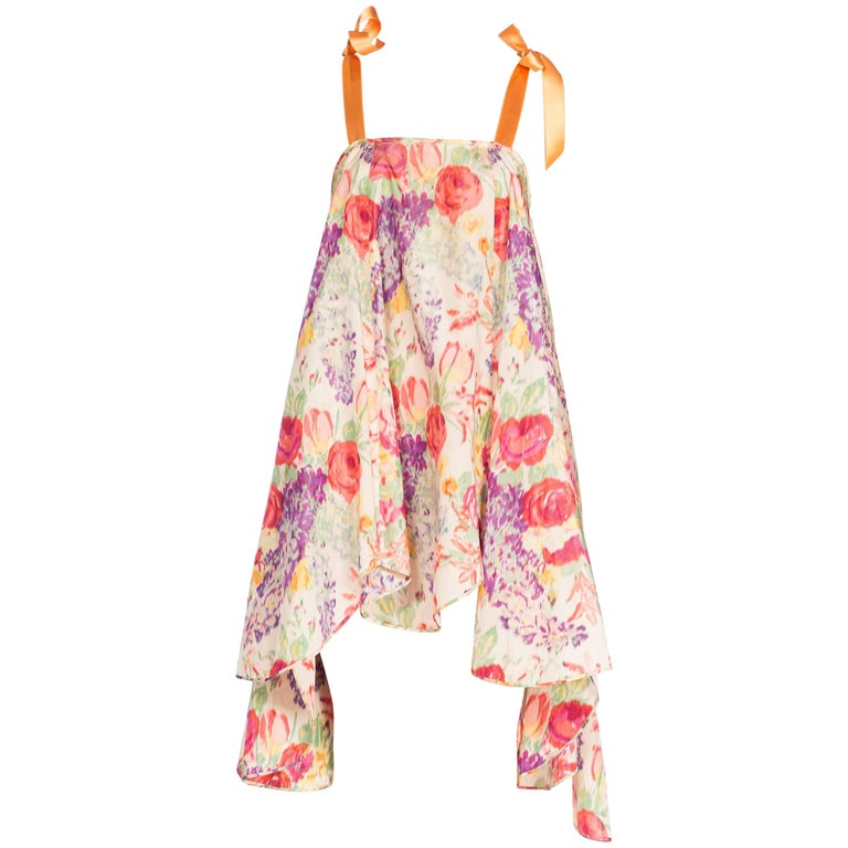 1920s Floral Ikat Balanciaga Style Hamptons Summer Party Dress at 1stDibs