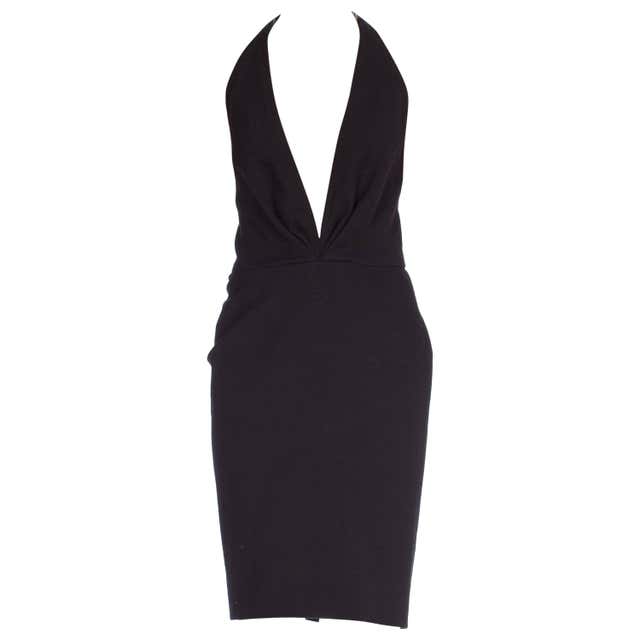 Donna Karan Black Stretch Jersey Long Sleeve Wrap Dress, Circa 1990's ...