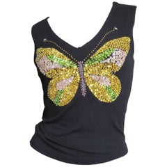 1980s Christian Lacroix Butterfly Beaded T-Shirt