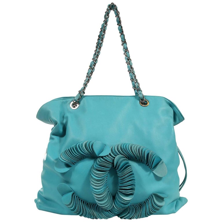 Chanel Turquoise Lambskin Bon Bon Tote Bag at 1stDibs